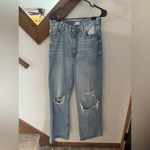 Bershka Women’s 90’s Wide Leg Distressed Jeans